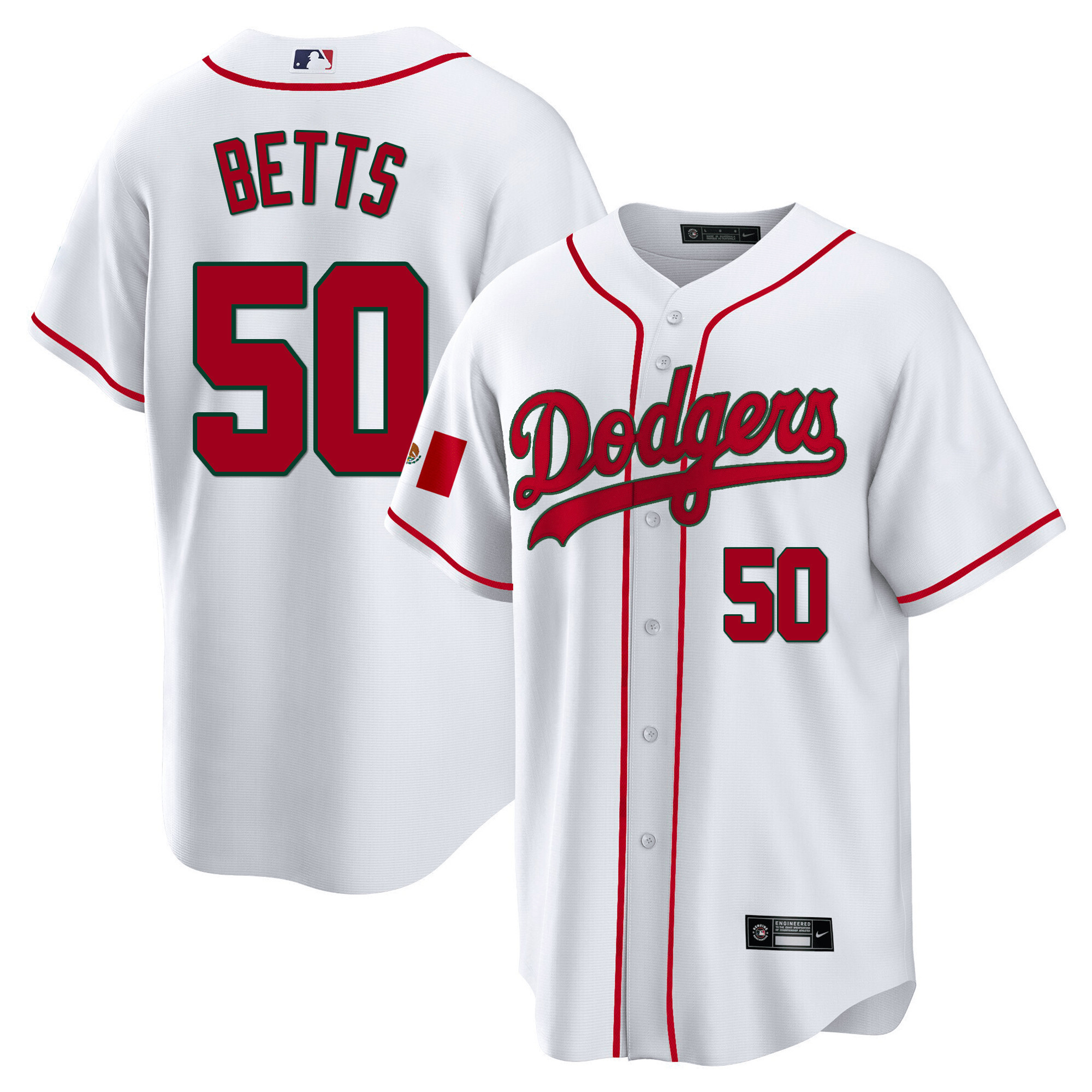Mookie Betts Men's Los Angeles Dodgers Mexico Cool Base White Jersey - All Stitched
