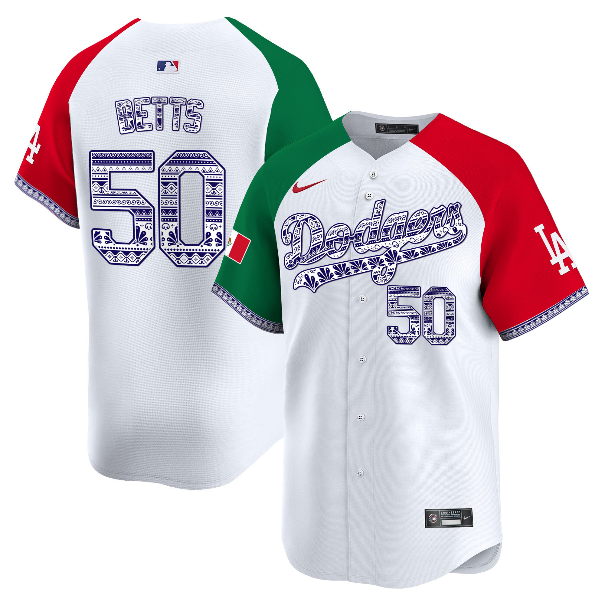 Mookie Betts Men's Los Angeles Dodgers Mexico Vapor Premier Limited V3 Alternate Jersey - All Stitched