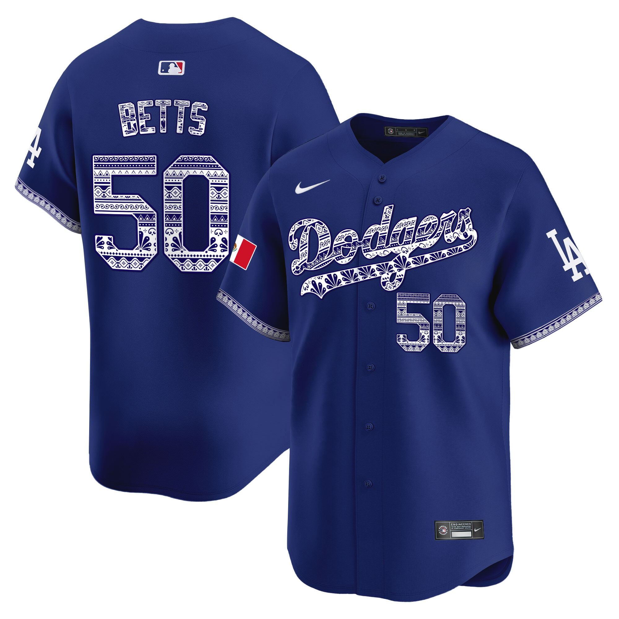 Mookie Betts Men's Los Angeles Dodgers Mexico Vapor Premier Limited V3 Royal Jersey - All Stitched