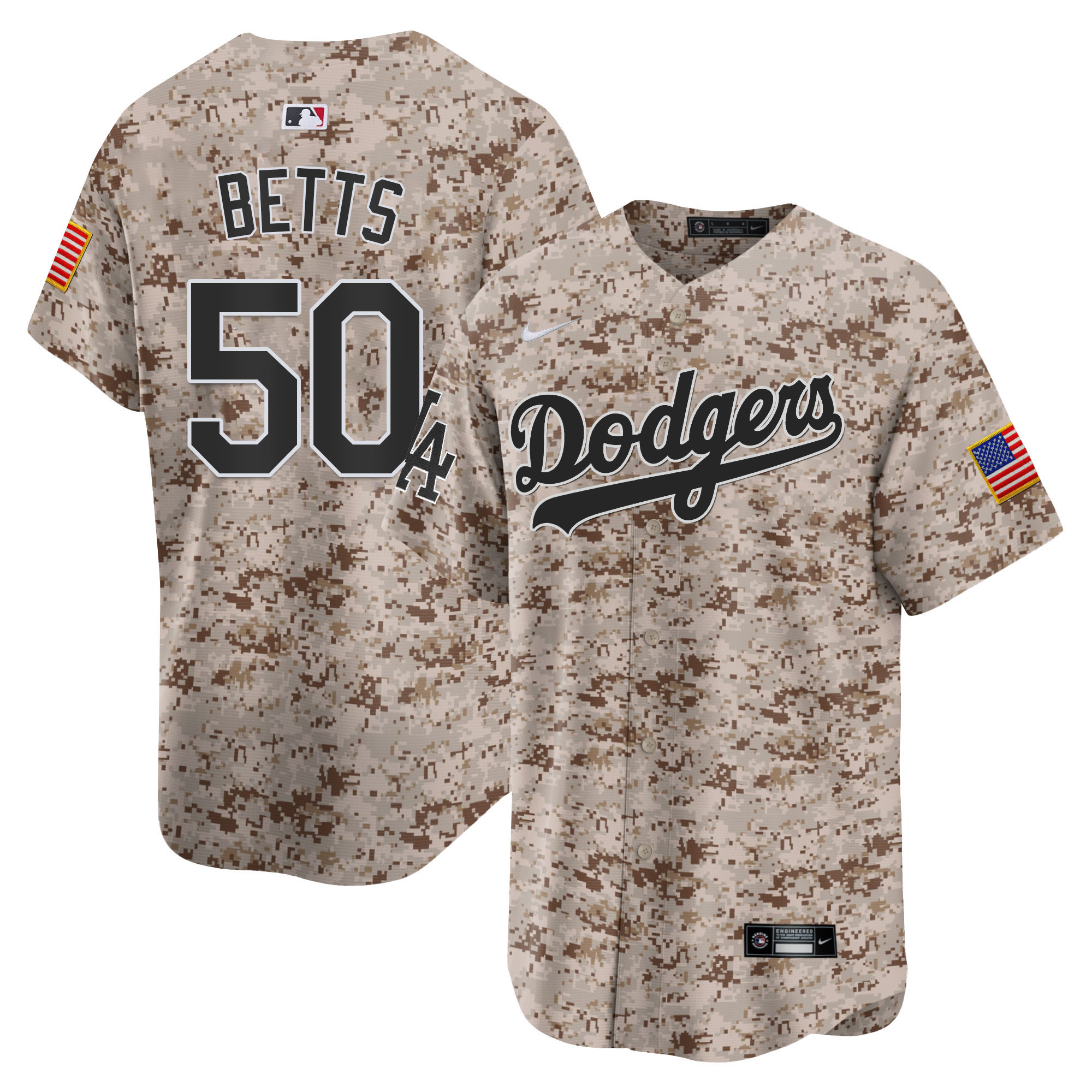 Mookie Betts Men's Los Angeles Dodgers USMC Alternate Vapor Premier Limited Desert Jersey - All Stitched