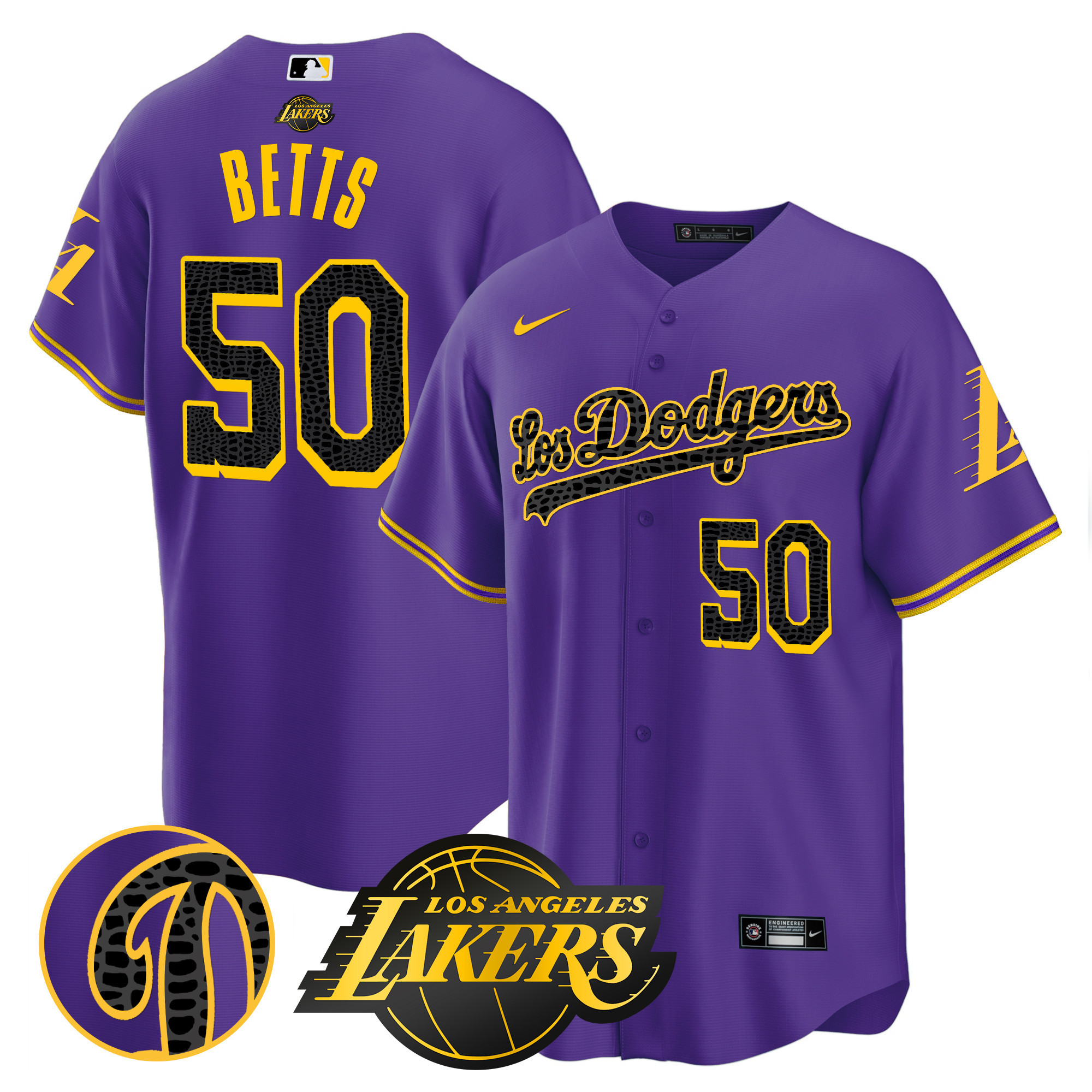 Mookie Betts Men's Los Los Angeles Dodgers Cool Base Mamba Purple Jersey - All Stitched