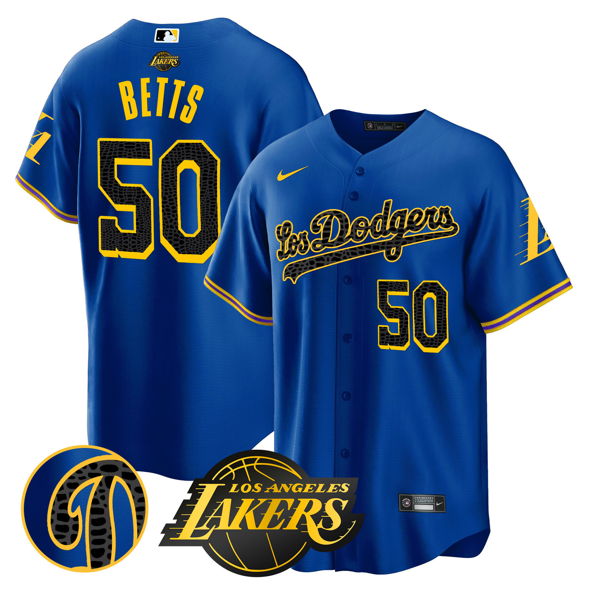 Mookie Betts Men's Los Los Angeles Dodgers Cool Base Mamba Royal Jersey - All Stitched