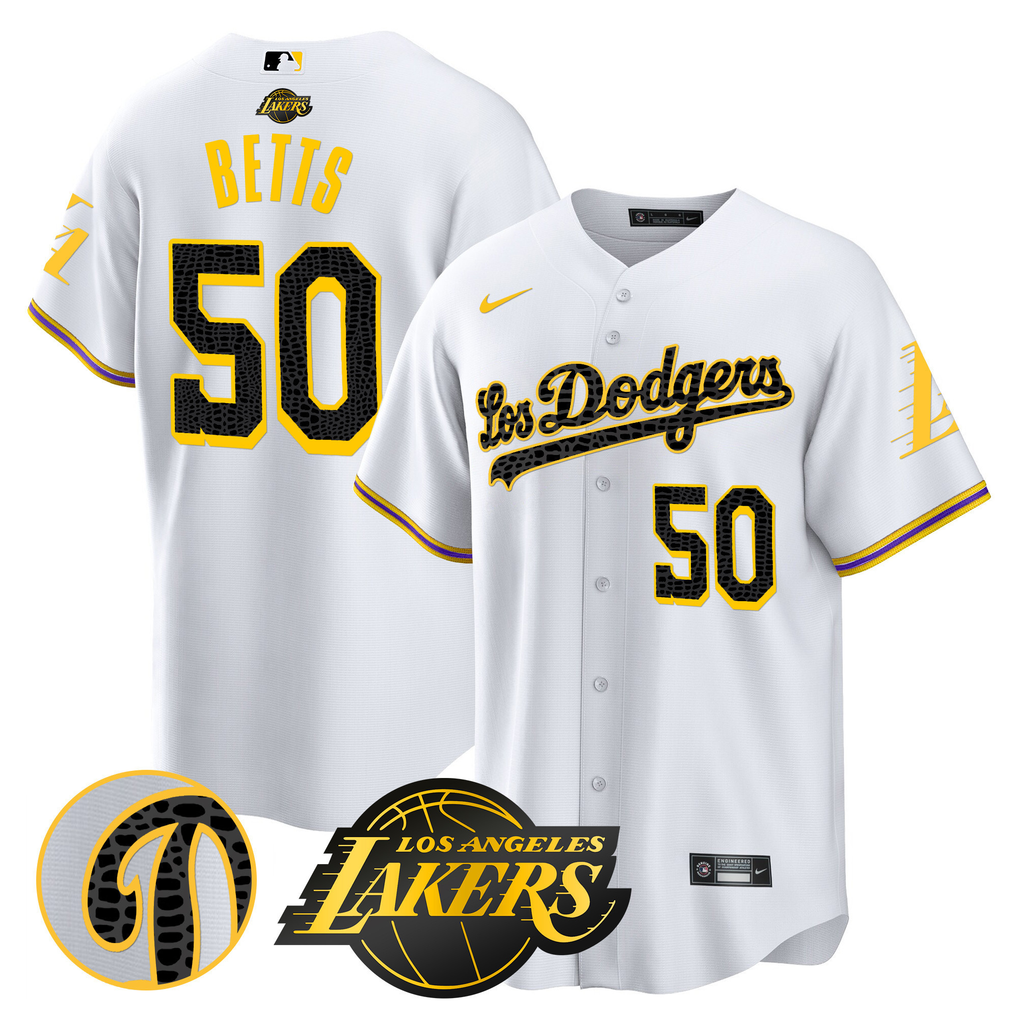 Mookie Betts Men's Los Los Angeles Dodgers Cool Base Mamba White Jersey - All Stitched