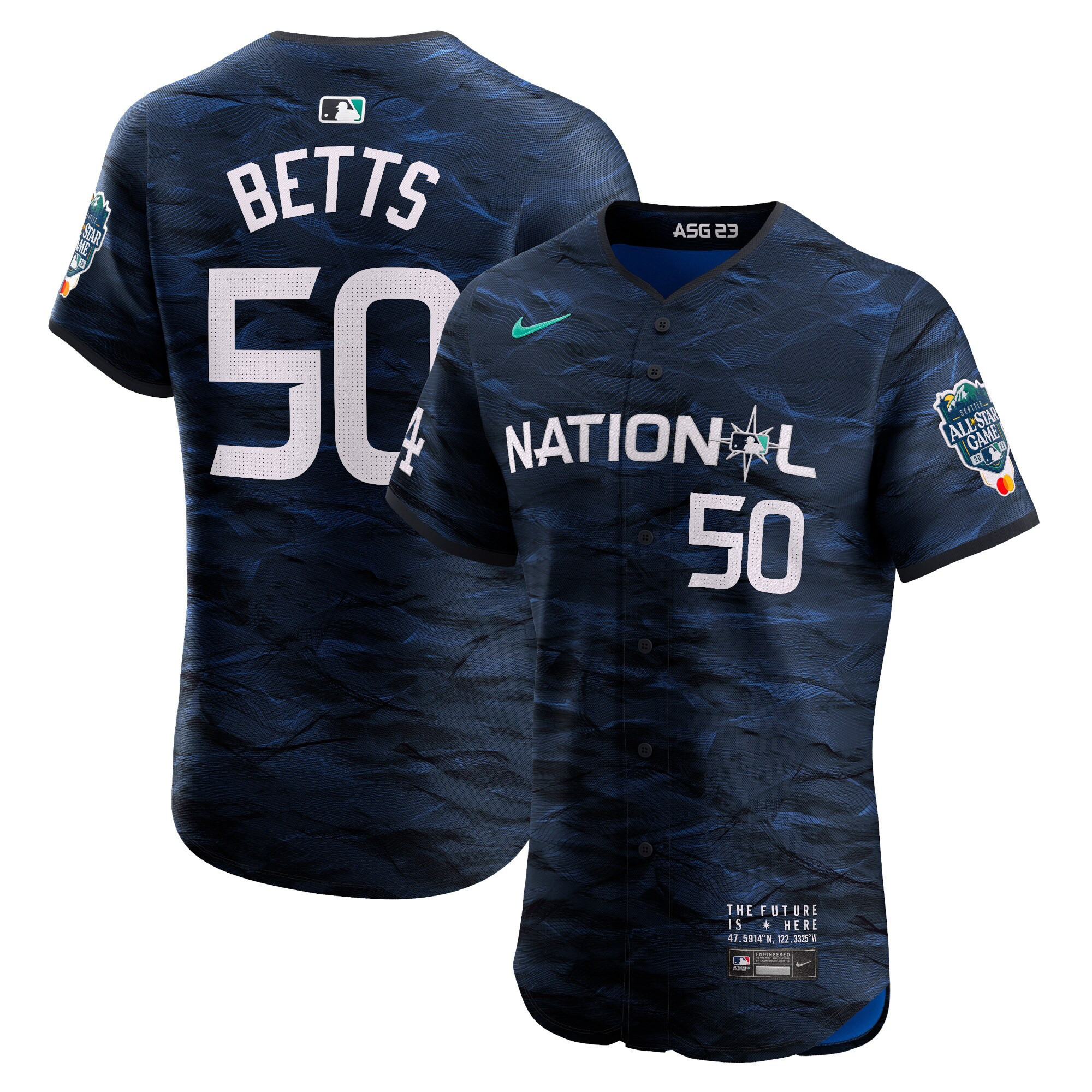 Mookie Betts Men's National League 2023 All-Star Game Royal Flex Base Jersey - All Stitched