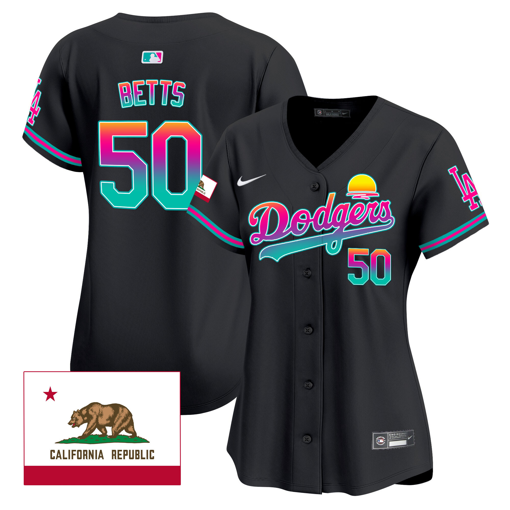 Mookie Betts Women's Los Angeles Dodgers 2024 Los Angeles City Style Vapor Premier Limited Black Jersey - All Stitched