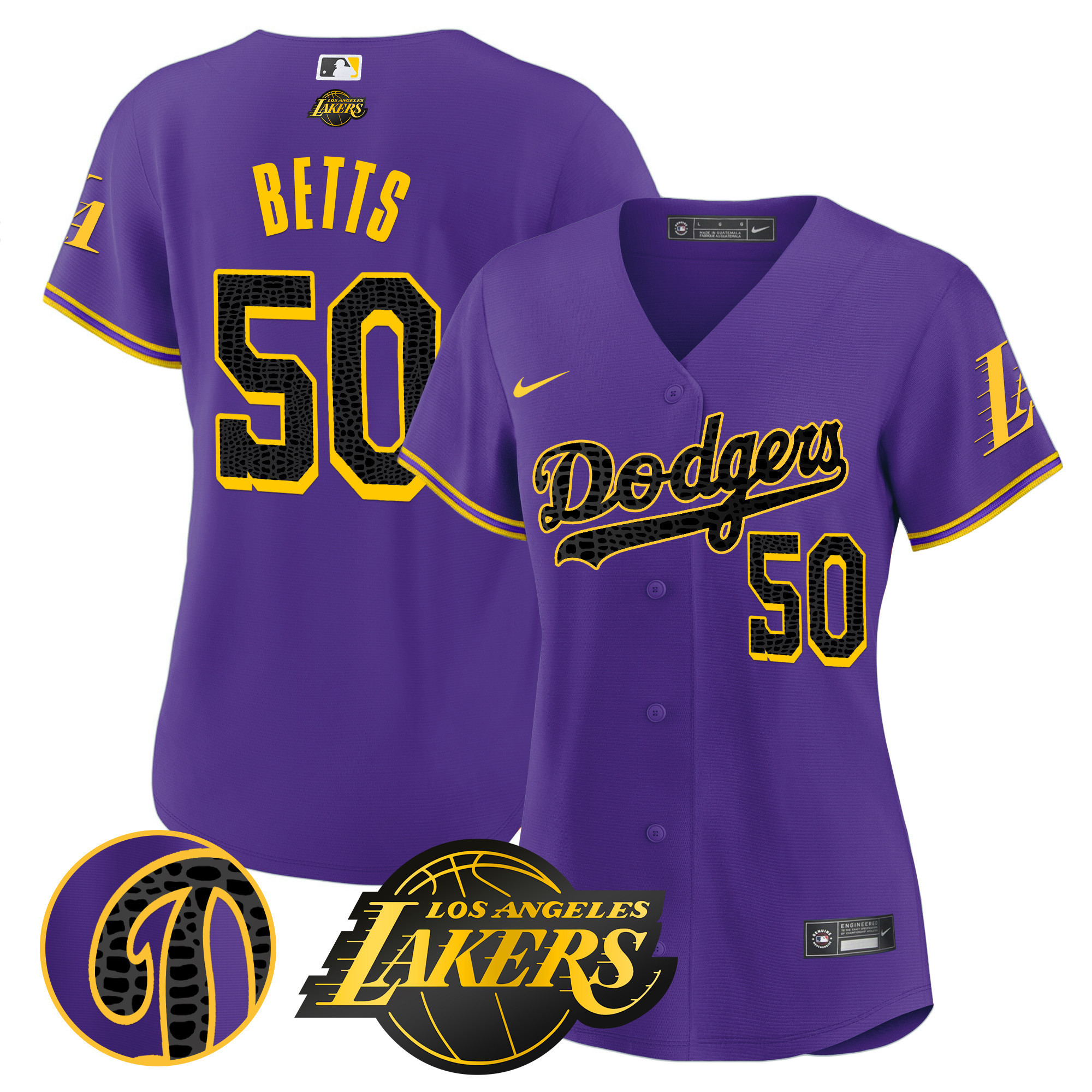 Mookie Betts Women's Los Angeles Dodgers Cool Base Mamba Purple Jersey - All Stitched