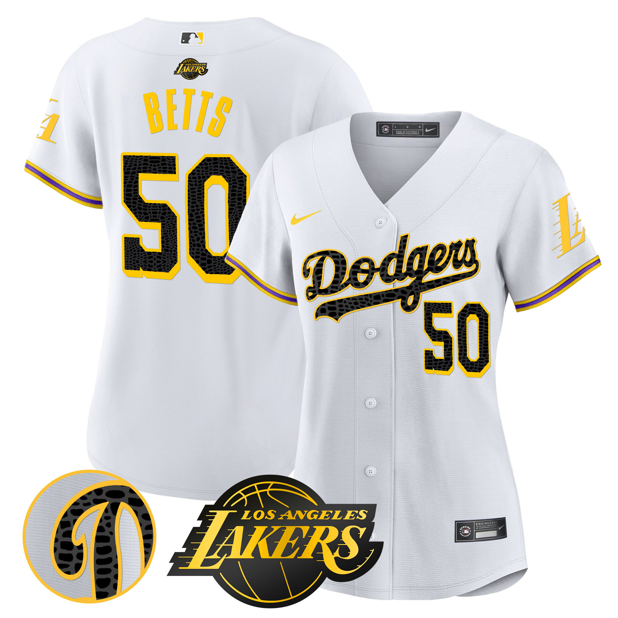Mookie Betts Women's Los Angeles Dodgers Cool Base Mamba White Jersey - All Stitched