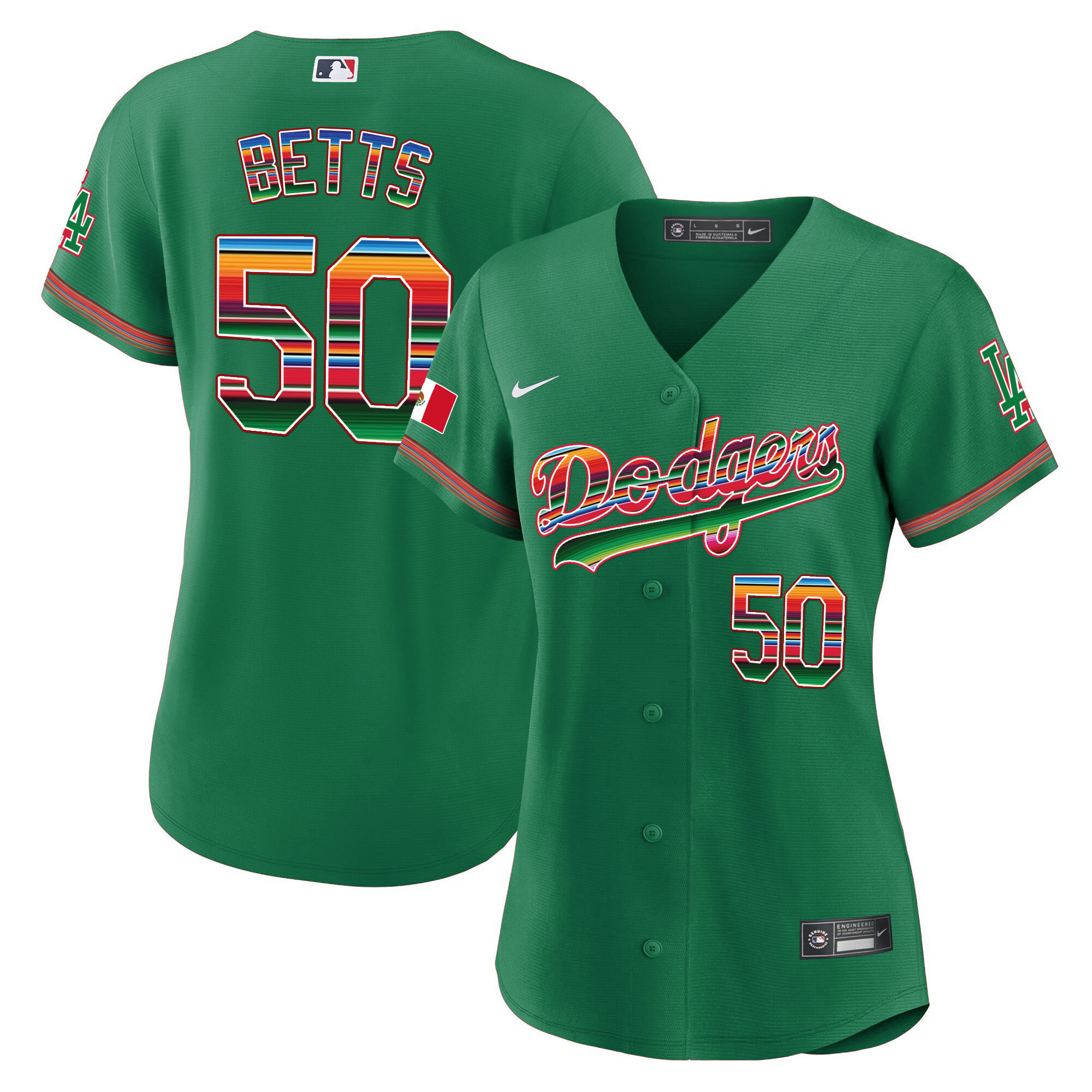 Mookie Betts Women's Los Angeles Dodgers Mexico Baseball Limited Green Jersey - All Stitched