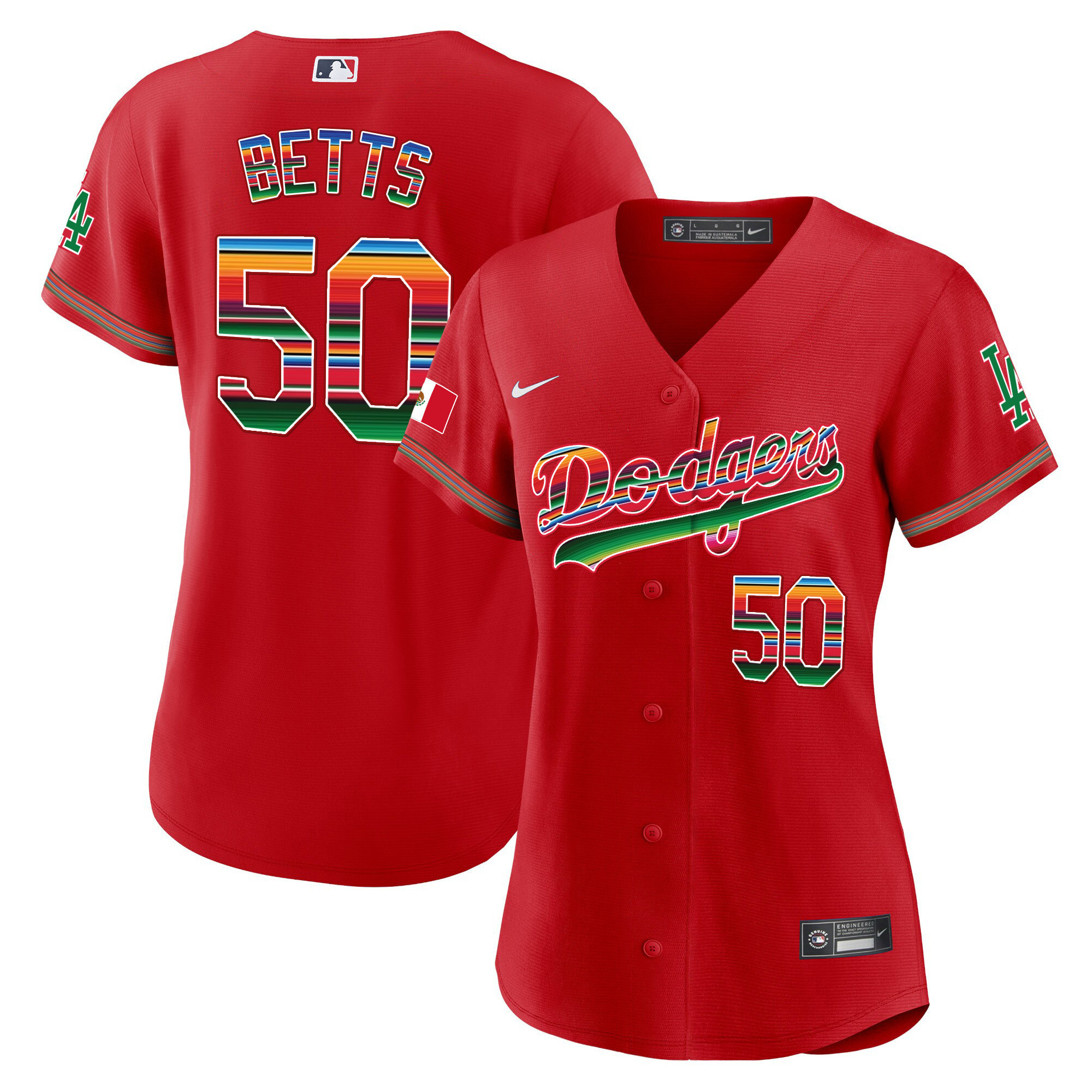 Mookie Betts Women's Los Angeles Dodgers Mexico Baseball Limited Red Jersey - All Stitched