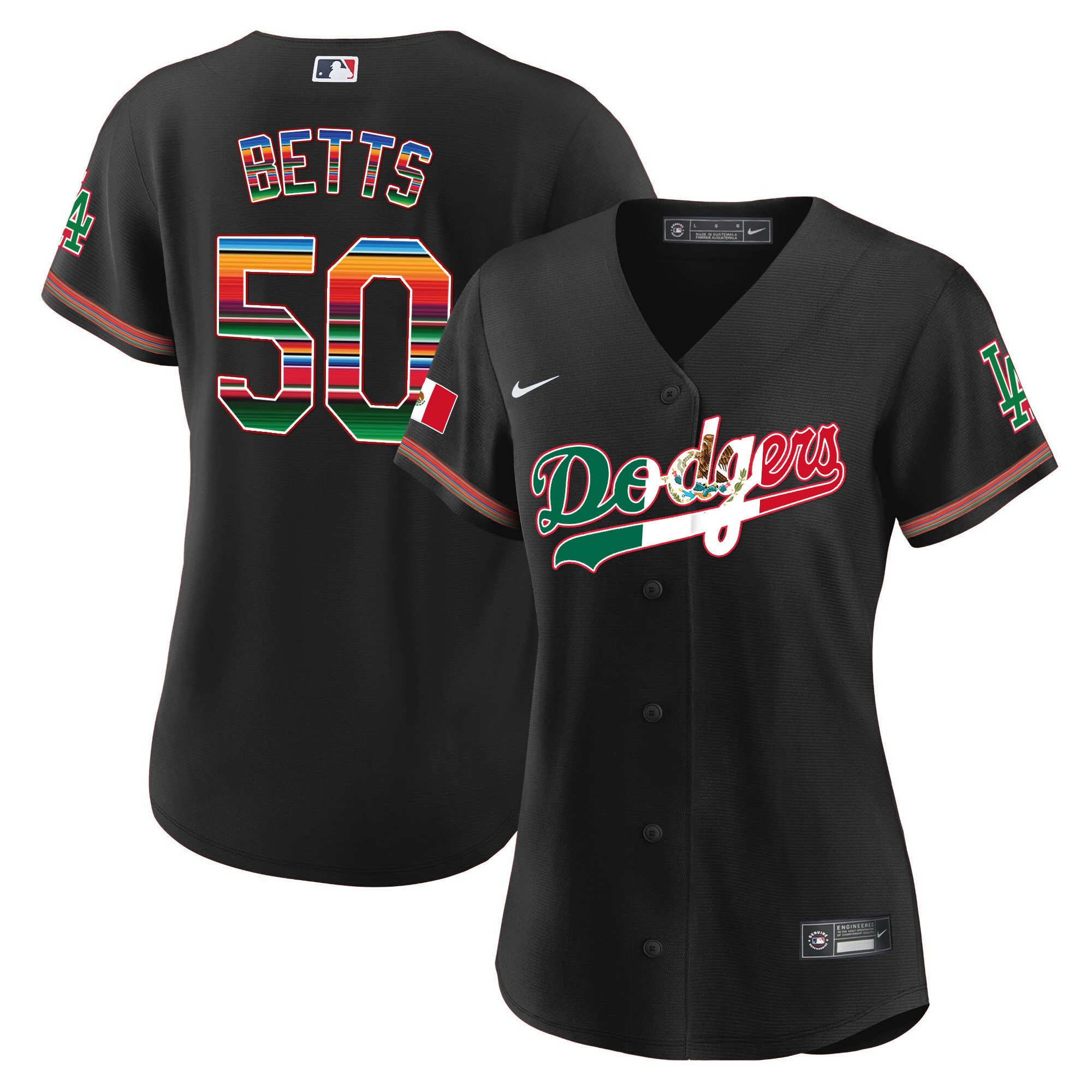 Mookie Betts Women's Los Angeles Dodgers Mexico Baseball Limited V4 Black Jersey - All Stitched