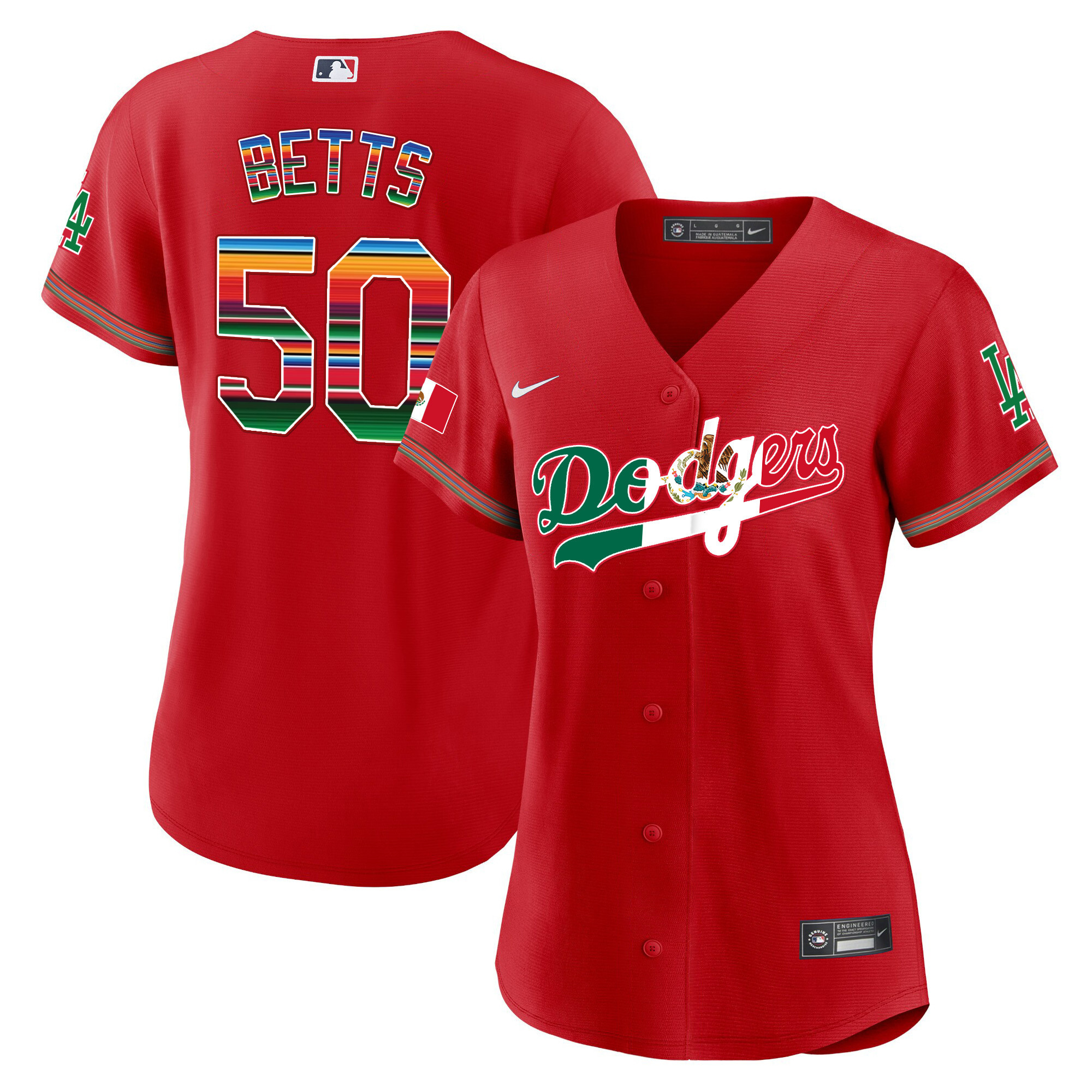 Mookie Betts Women's Los Angeles Dodgers Mexico Baseball Limited V4 Red Jersey - All Stitched
