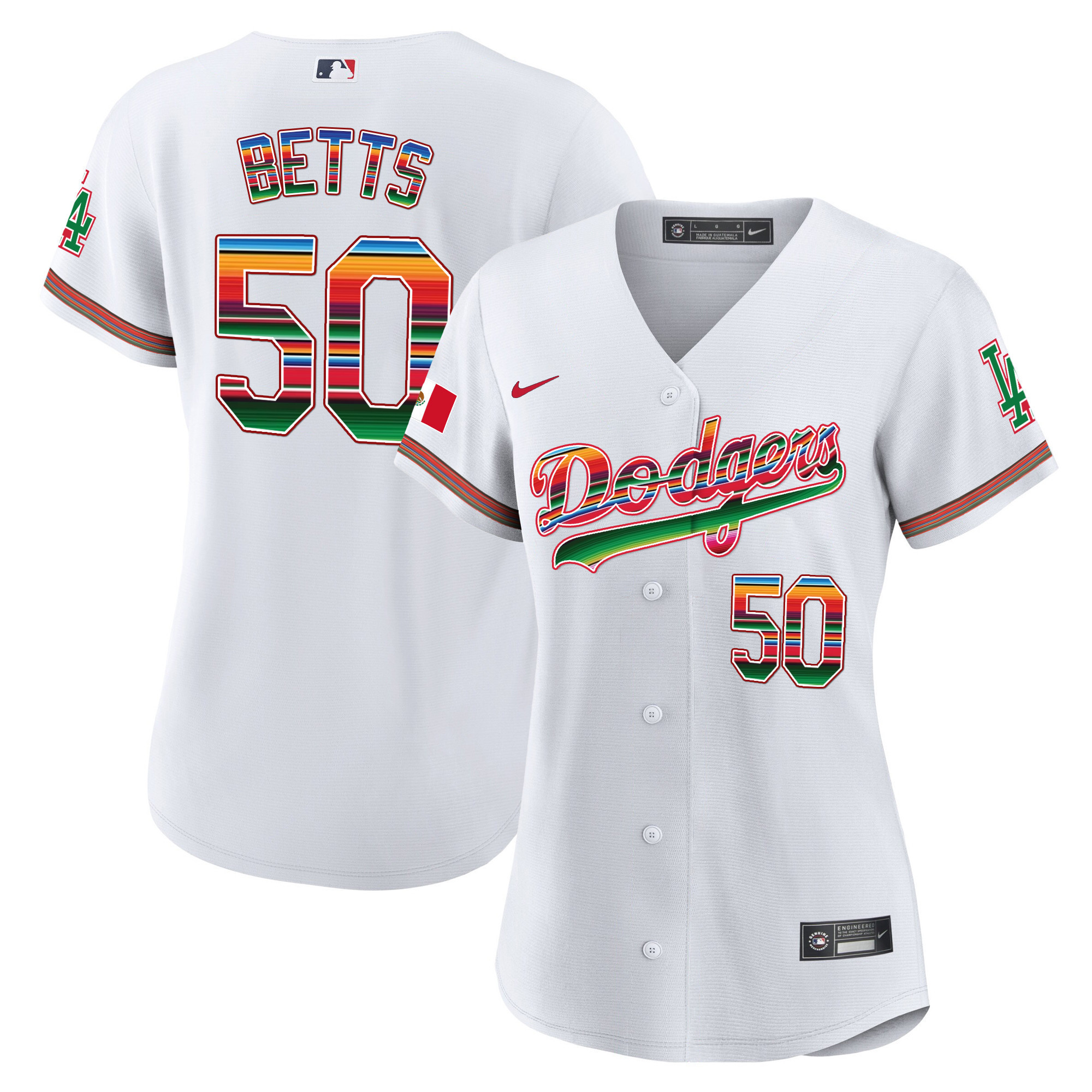 Mookie Betts Women's Los Angeles Dodgers Mexico Baseball Limited White Jersey - All Stitched