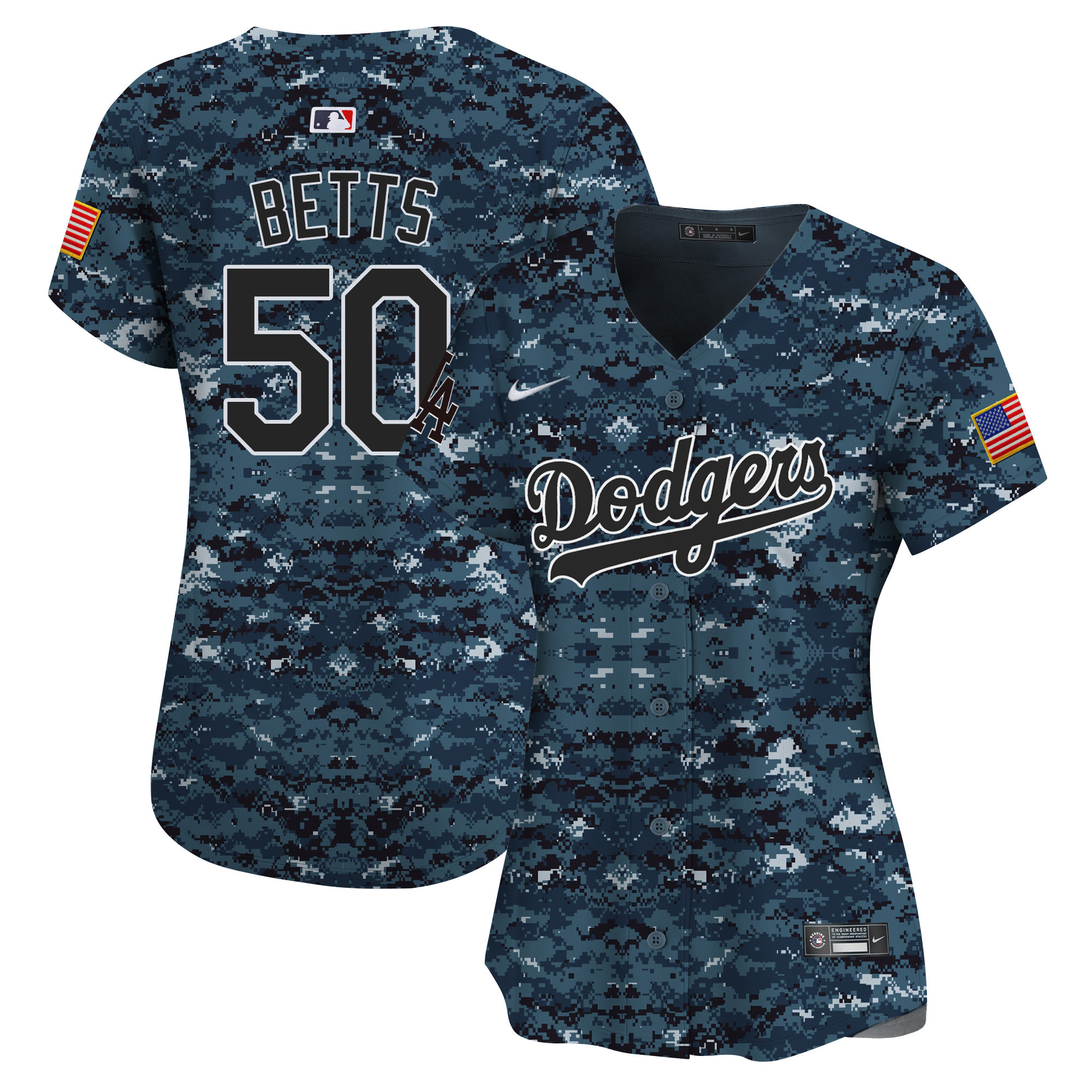 Mookie Betts Women's Los Angeles Dodgers USMC Alternate Vapor Premier Limited Navy Jersey - All Stitched