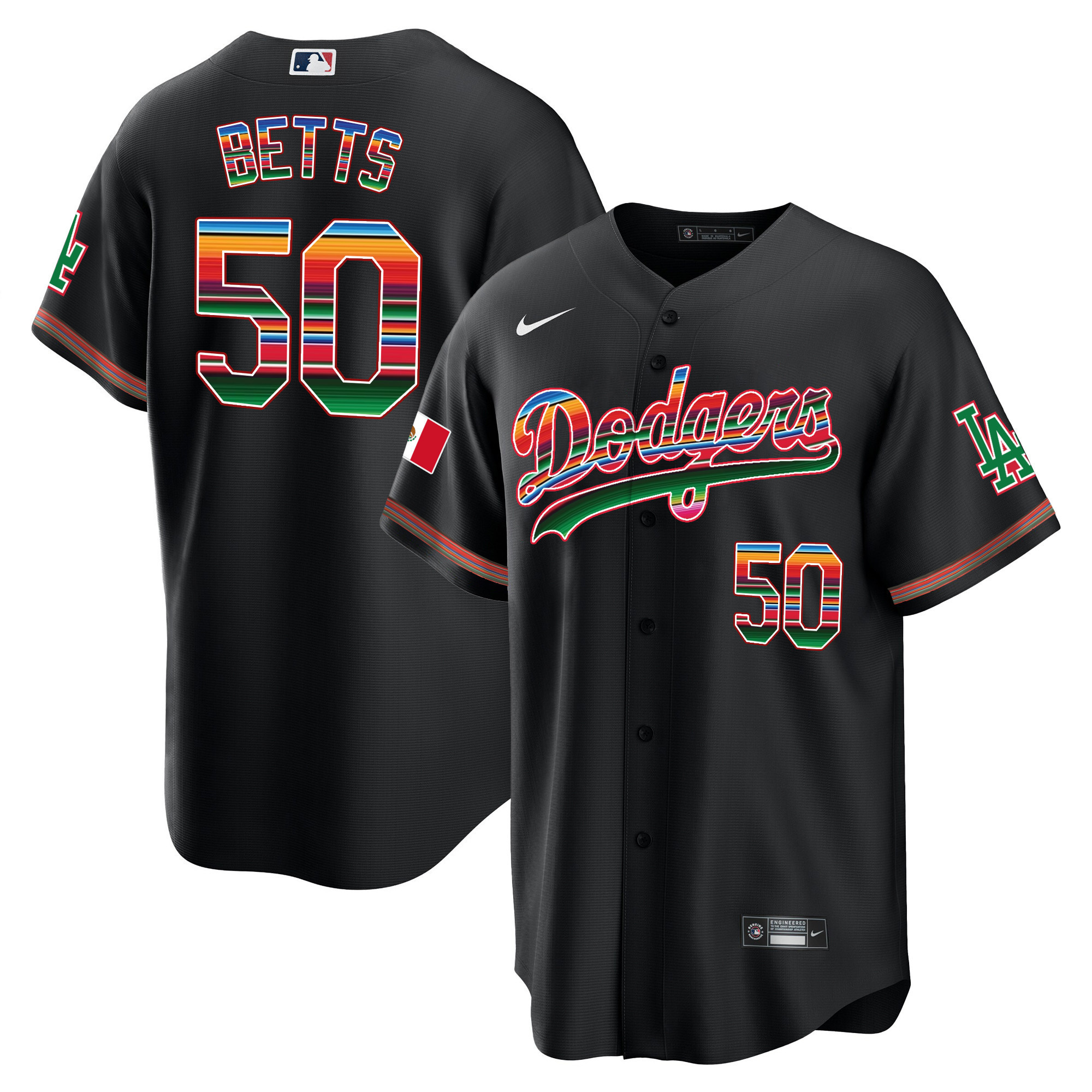 Mookie Betts Youth's Los Angeles Dodgers Mexico Cool Base Limited Black Jersey - All Stitched