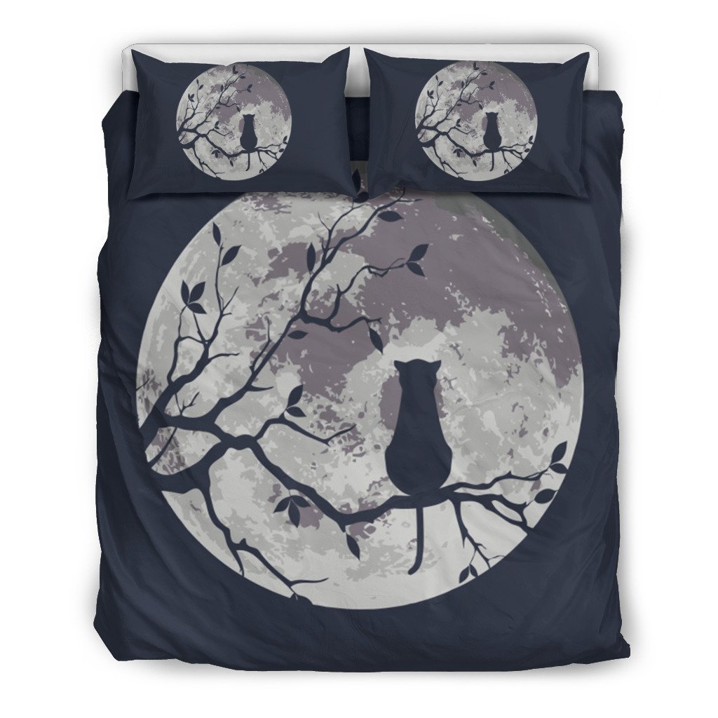 Moon And Cat 3D Customized Duvet Cover Bedding Set
