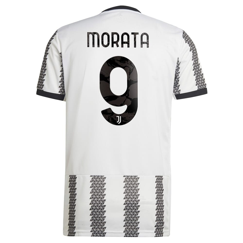 Morata 9 Juventus Men 2022/23 Home Soccer Jersey – White Morata 9 Juventus Men 2022/23 Home Soccer Jersey – White
