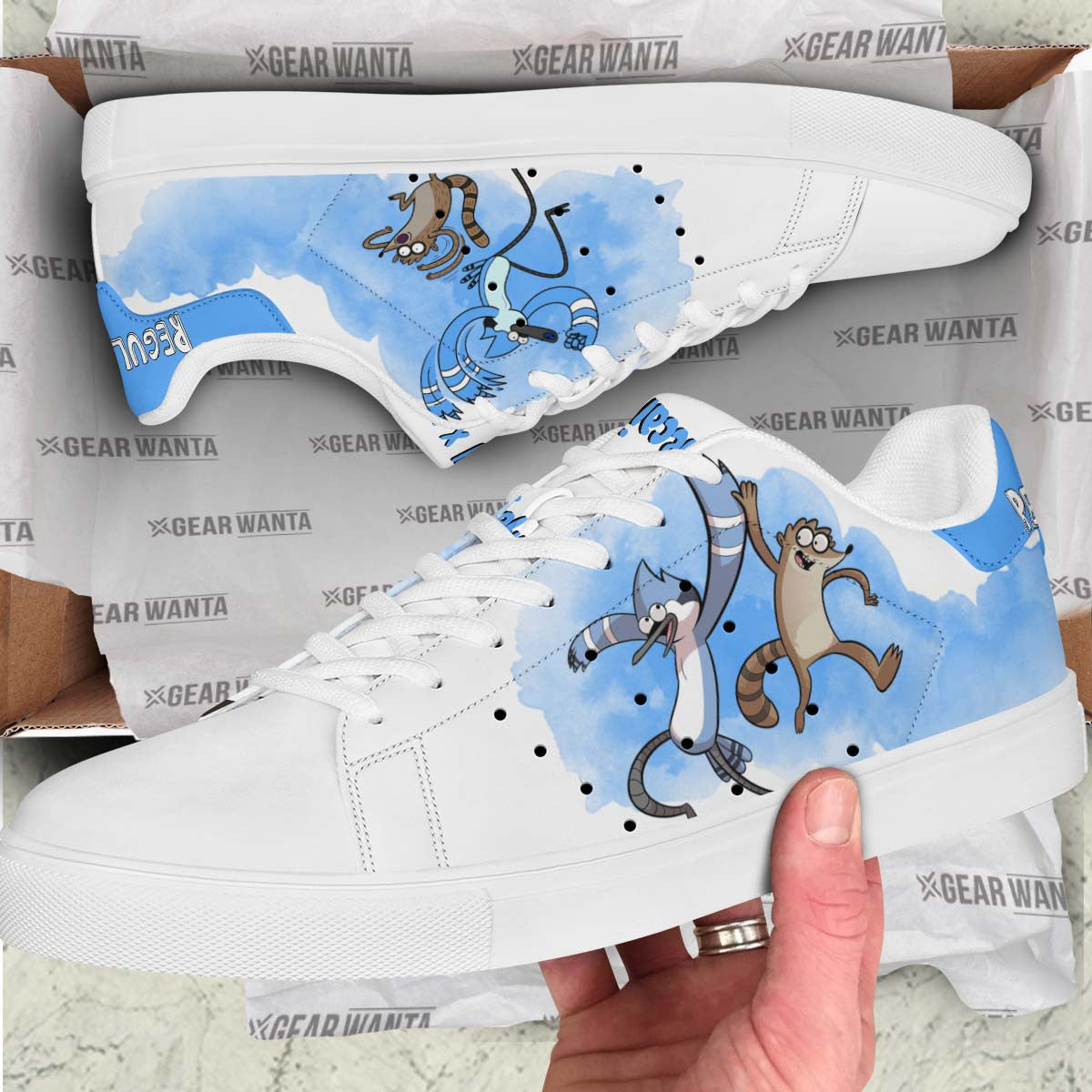Mordecai and Rigby Regular Show Skate Shoes Custom Color Cartoon Sneakers