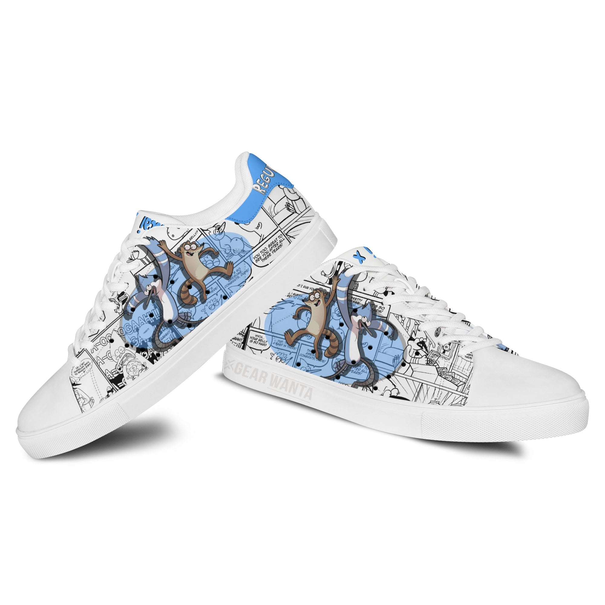 Mordecai and Rigby Regular Show Skate Shoes Custom Comic Style