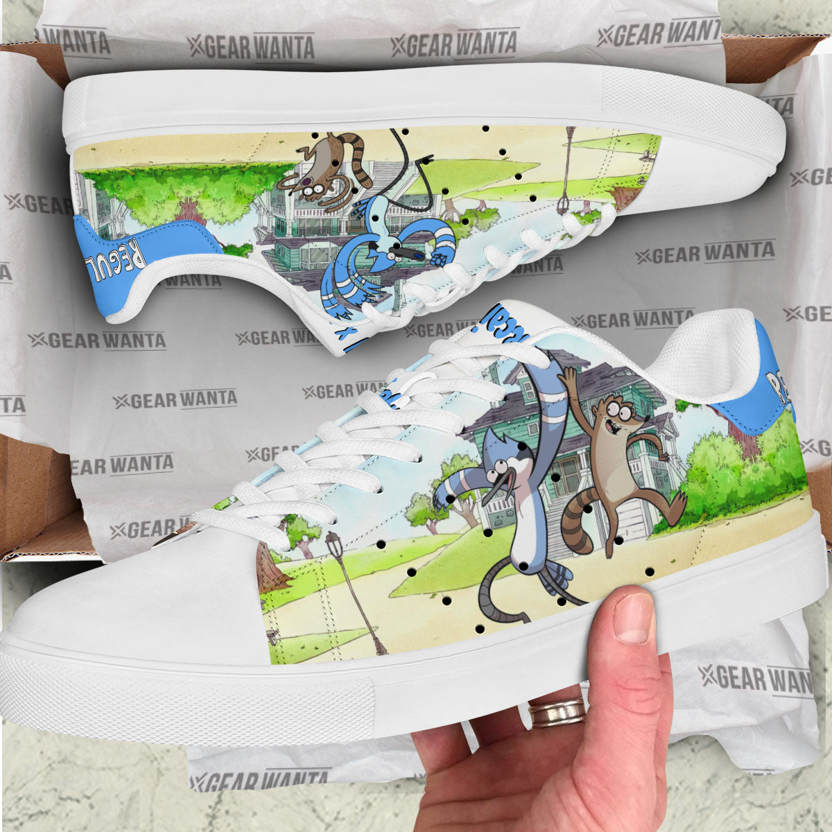 Mordecai and Rigby Skate Shoes Custom Regular Show Cartoon Fans
