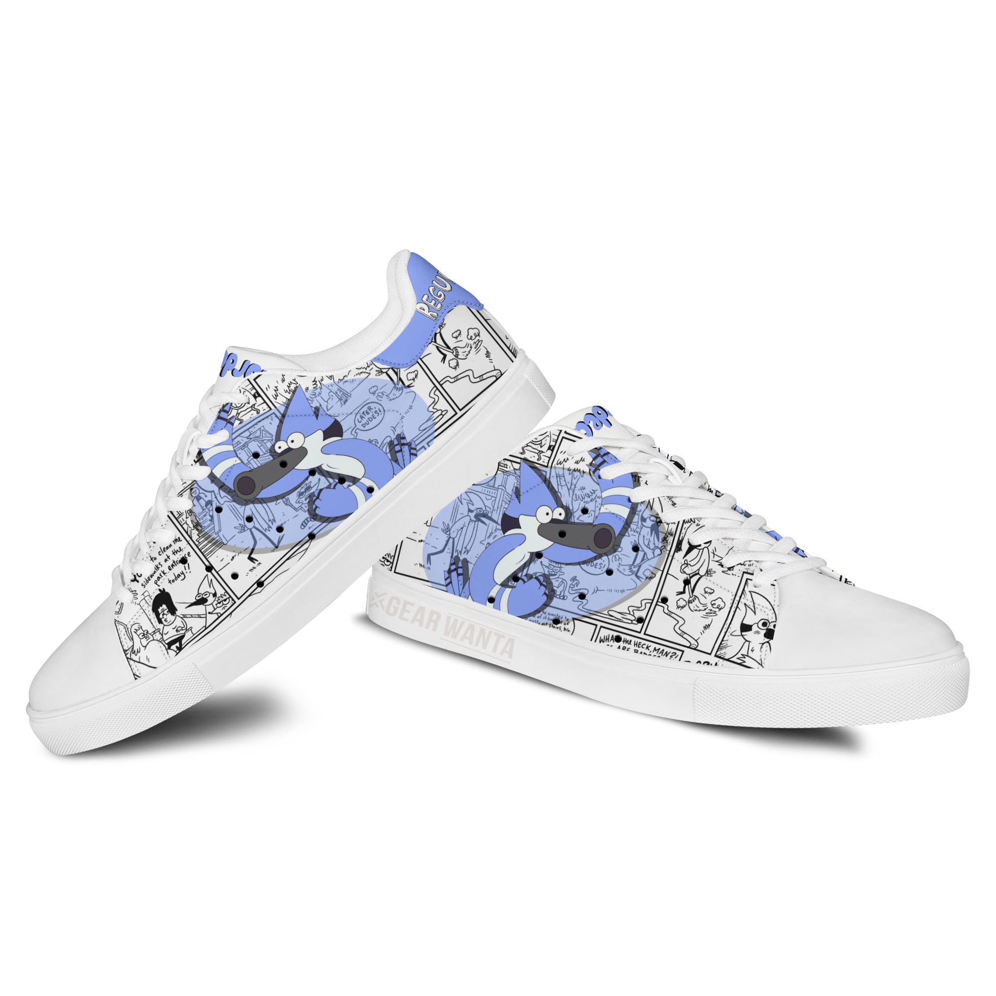Mordecai Regular Show Skate Shoes Custom Comic Style