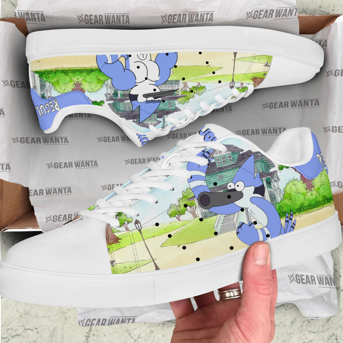 Mordecai Skate Shoes Custom Regular Show Cartoon Fans