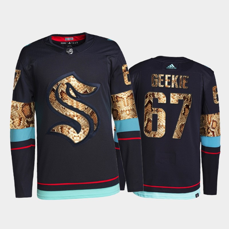 Morgan Geekie Seattle Kraken Python Skin Jersey 2021-22 Navy #67 Exclusive Edition Uniform