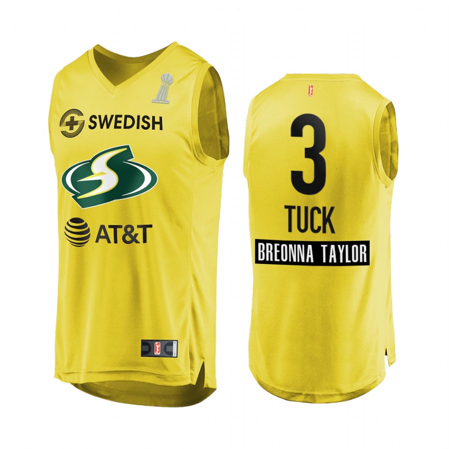 Morgan Tuck WNBA 2020 WNBA Finals Champions Men Yellow Jersey