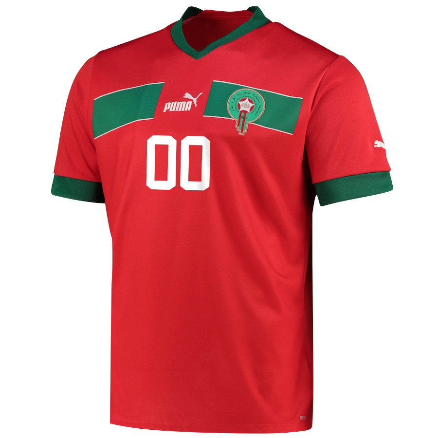 Morocco National Team 2022-23 Custom 00 Qatar World Cup – Red Home Men Soccer Jersey