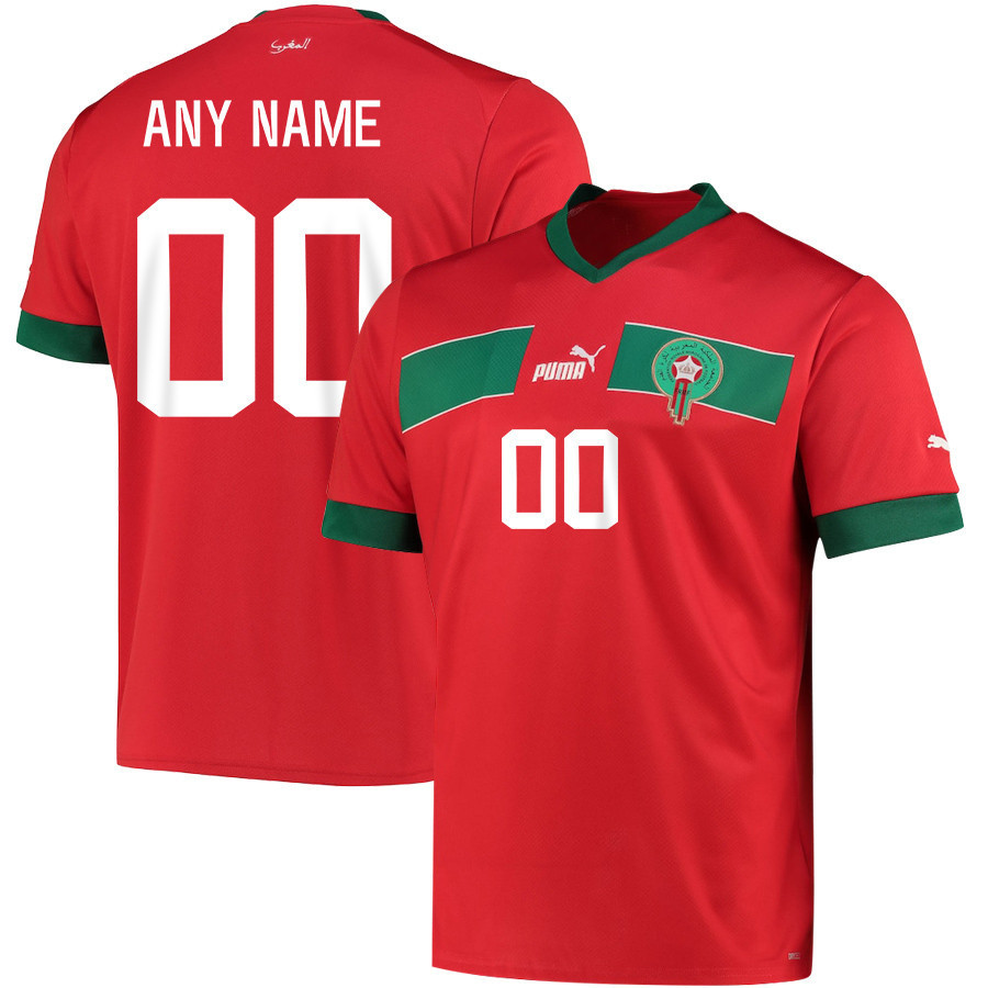 Morocco National Team 2022-23 Custom 00 Qatar World Cup – Red Home Men Soccer Jersey
