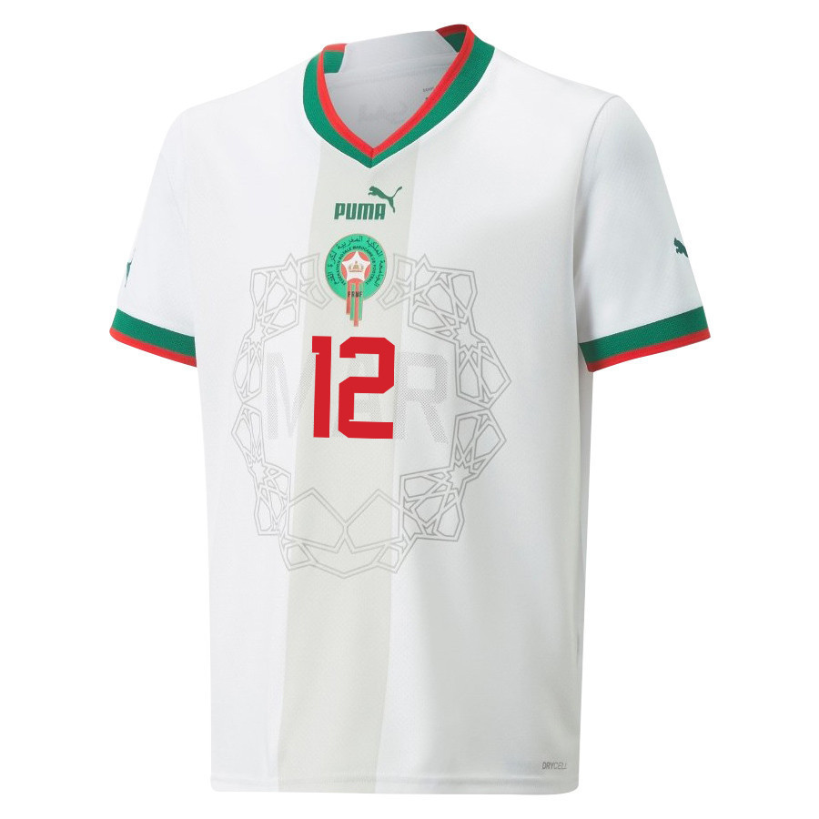Morocco National Team 2022-23 Munir Mohamedi 12 Away Men Soccer Jersey – White