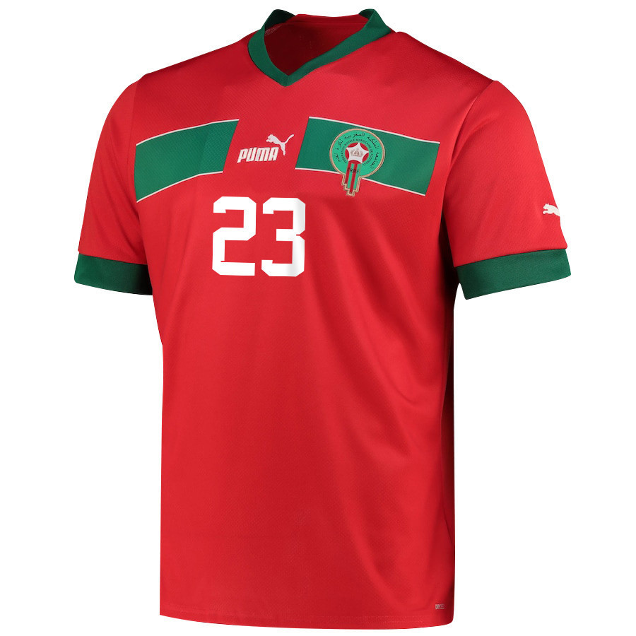 Morocco National Team 2022-23 Ryan Mmaee 23 Qatar World Cup – Red Home Men Soccer Jersey