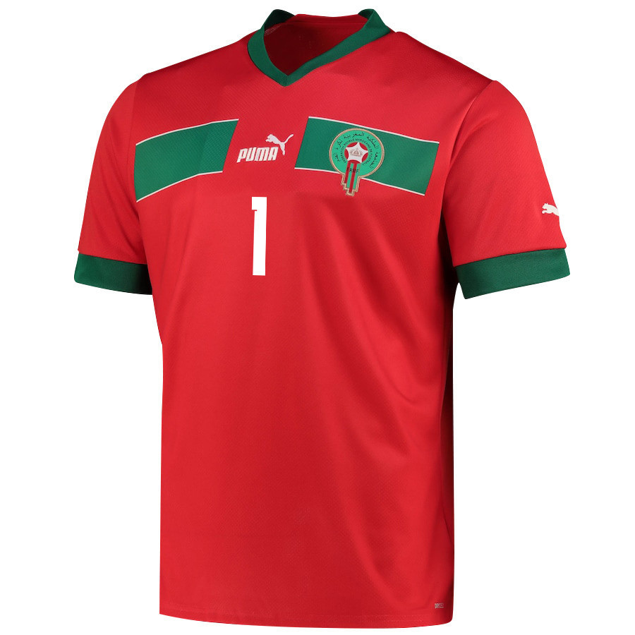 Morocco National Team 2022-23 Yassine Bounou 1 Qatar World Cup – Red Home Men Soccer Jersey