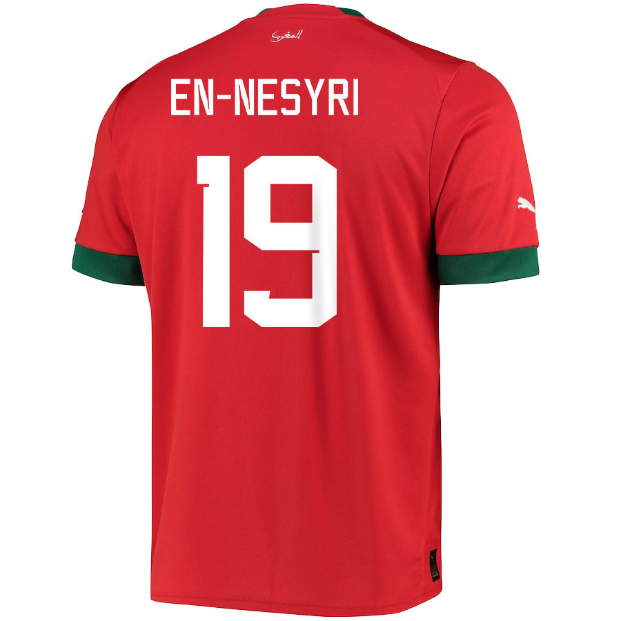 Morocco National Team 2022-23 Youssef En-Nesyri 19 Qatar World Cup – Red Home Men Soccer Jersey