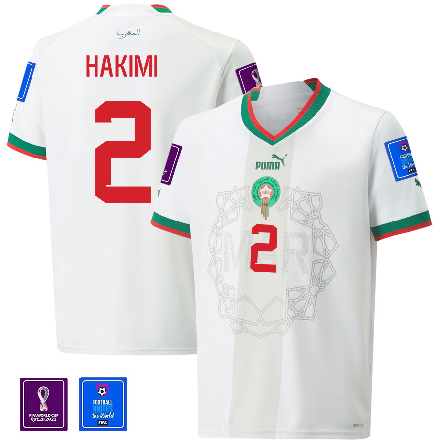 Morocco National Team FIFA World Cup Qatar 2022 Patch Away Men Soccer Jersey – Achraf Hakimi 2