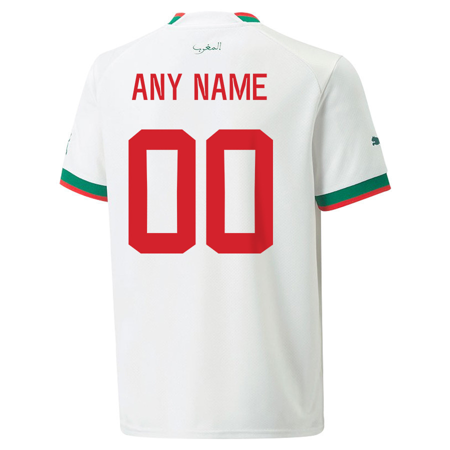 Morocco National Team FIFA World Cup Qatar 2022 Patch Away Men Soccer Jersey – Custom 00