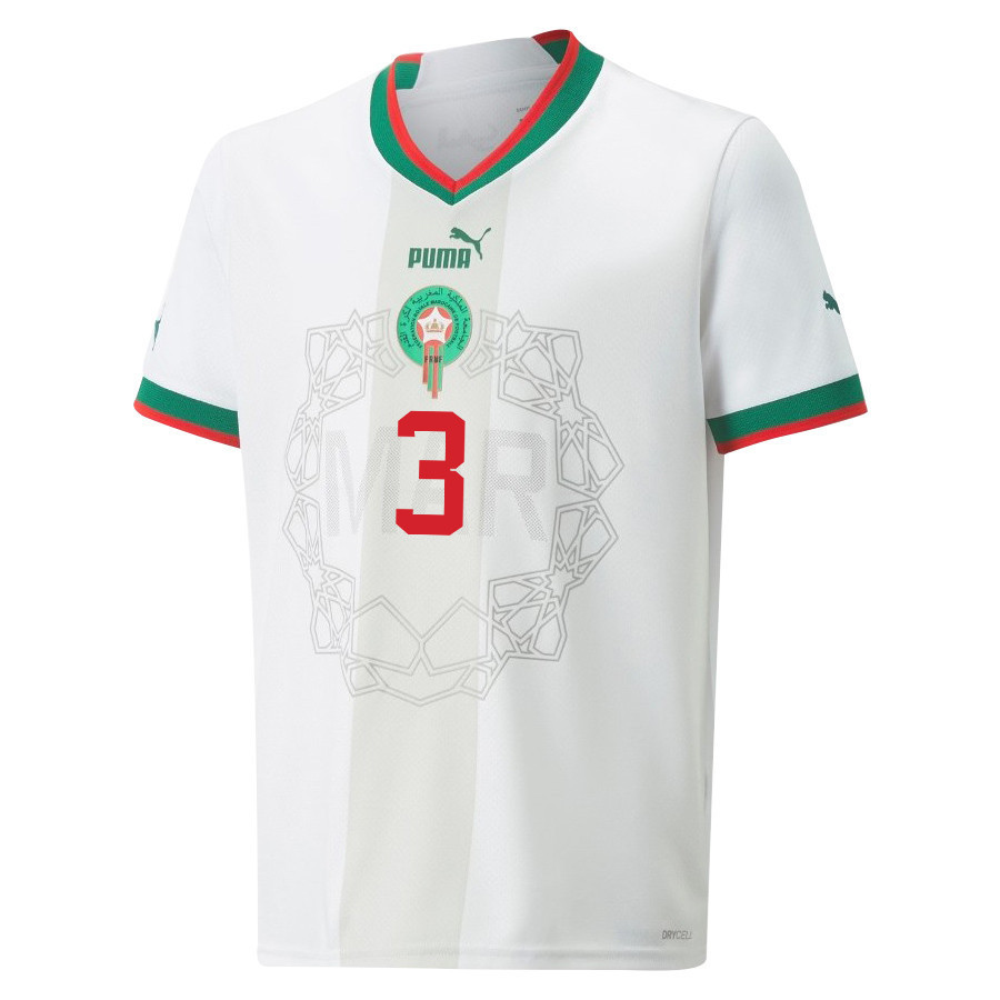Morocco National Team FIFA World Cup Qatar 2022 Patch Away Men Soccer Jersey – Noussair Mazraoui 3