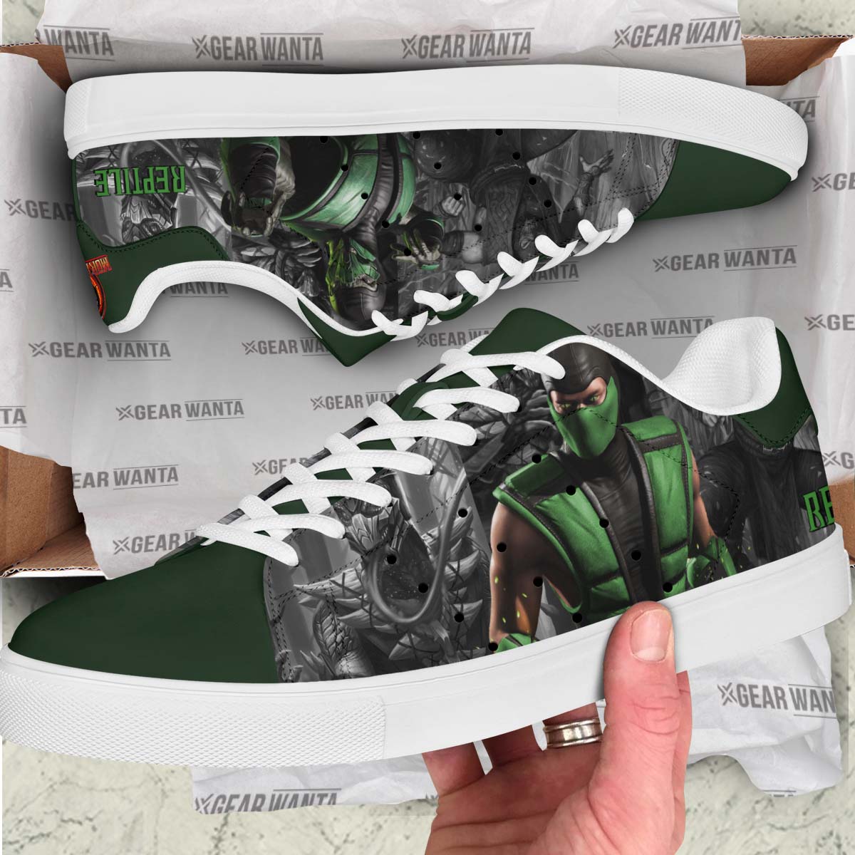 Mortal Kombat Reptile Custom Skate Shoes For Fans