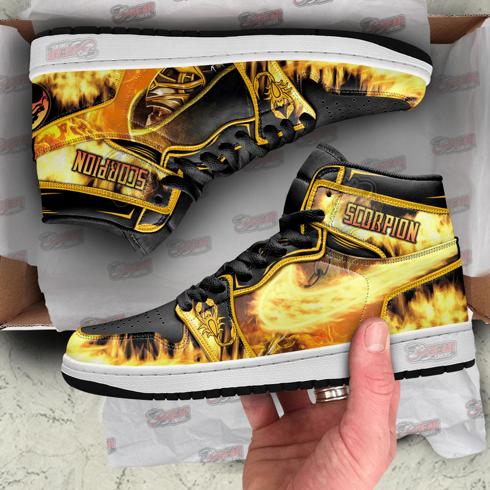Mortal Kombat Sneakers Scorpion Fire Style JD Sneakers Shoes For Fans, Air Jordan Hightop