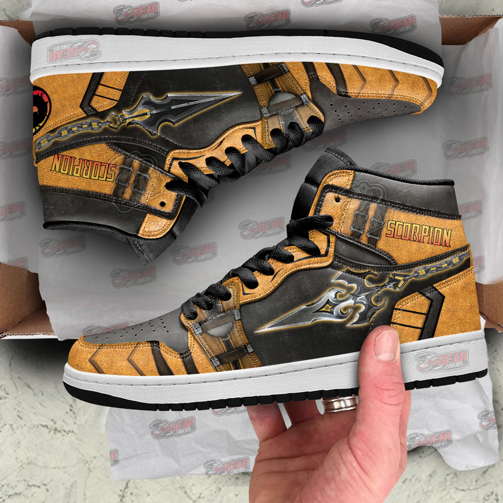 Mortal Kombat Sneakers Scorpion Kunai JD Sneakers Shoes For Fans, Air Jordan Hightop