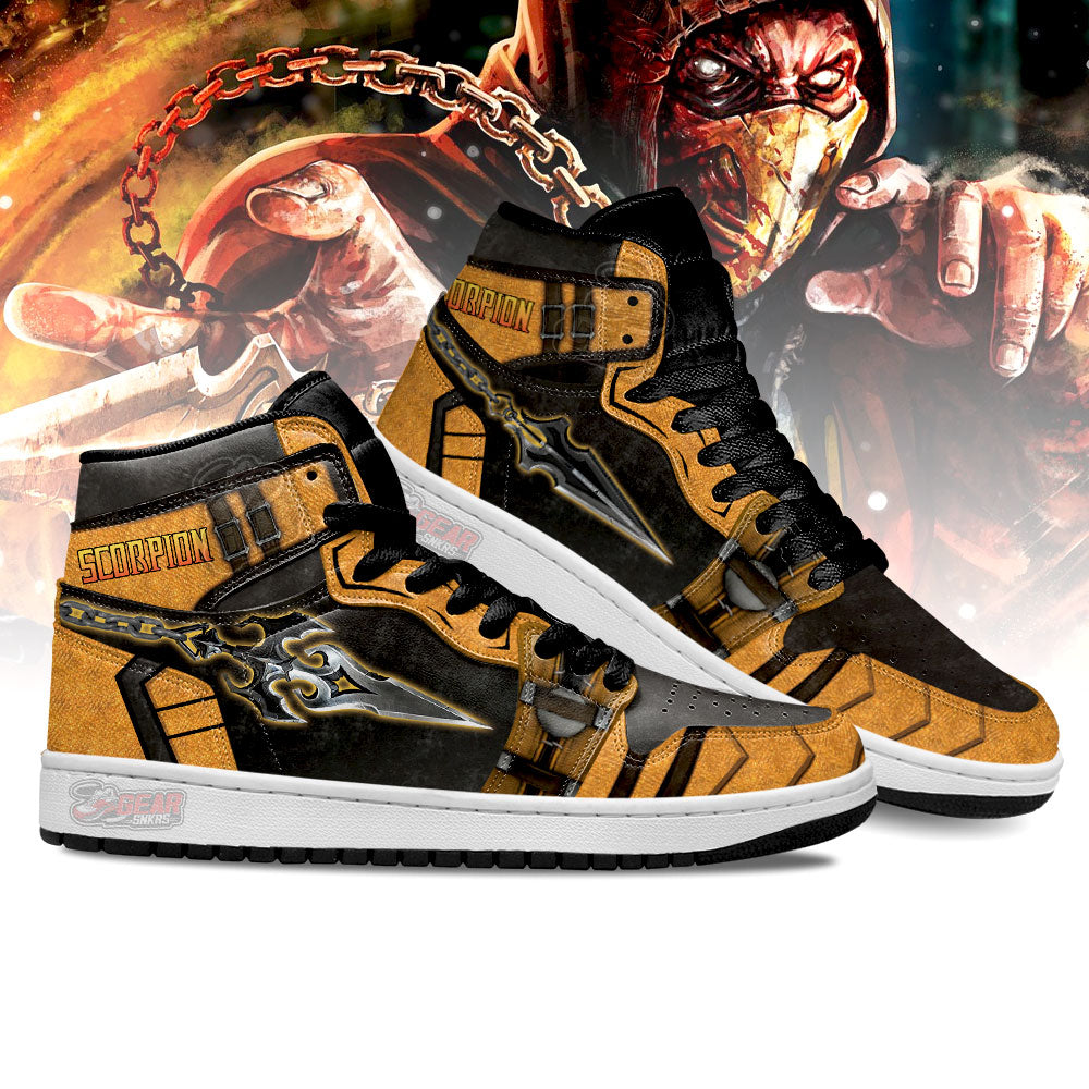 Mortal Kombat Sneakers Scorpion Kunai JD Sneakers Shoes For Fans, Air Jordan Hightop