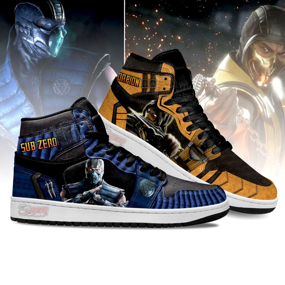 Mortal Kombat Sneakers Scorpion vs Sub-zero JD Sneakers Shoes For Fans, Air Jordan Hightop