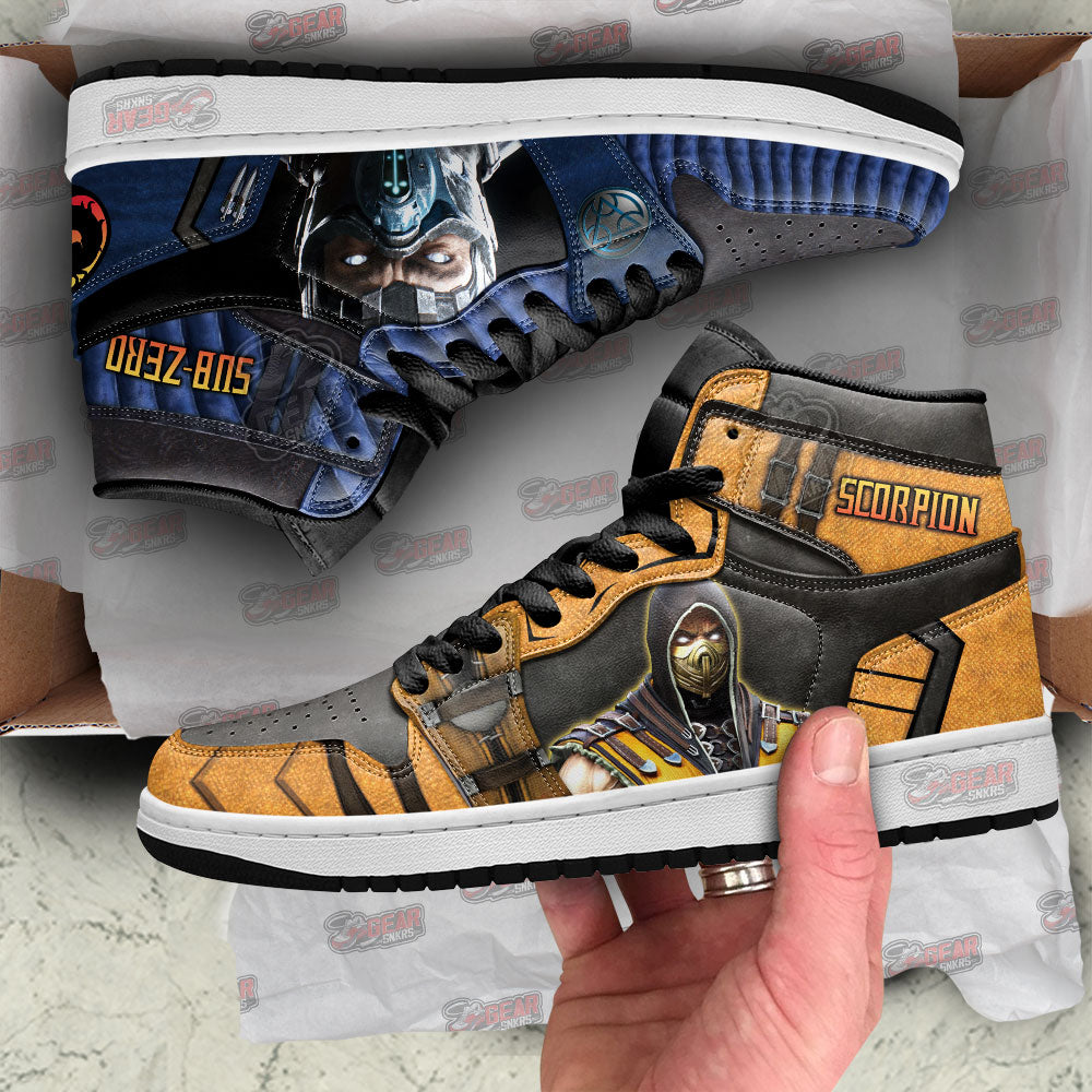 Mortal Kombat Sneakers Scorpion vs Sub-zero JD Sneakers Shoes For Fans, Air Jordan Hightop