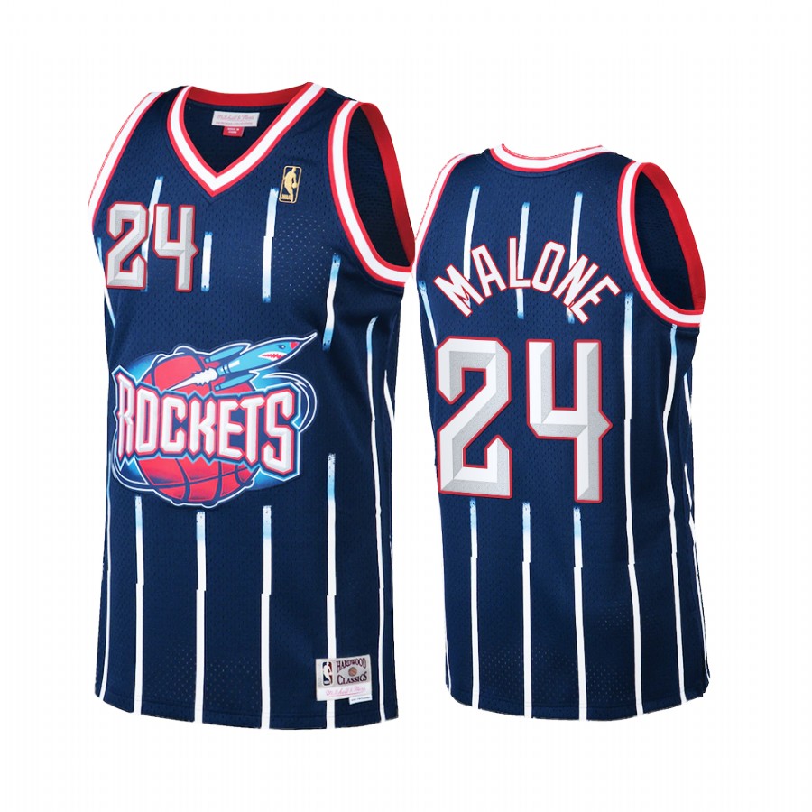 Moses Malone #24 Houston Rockets Hardwood Classics Jersey Navy