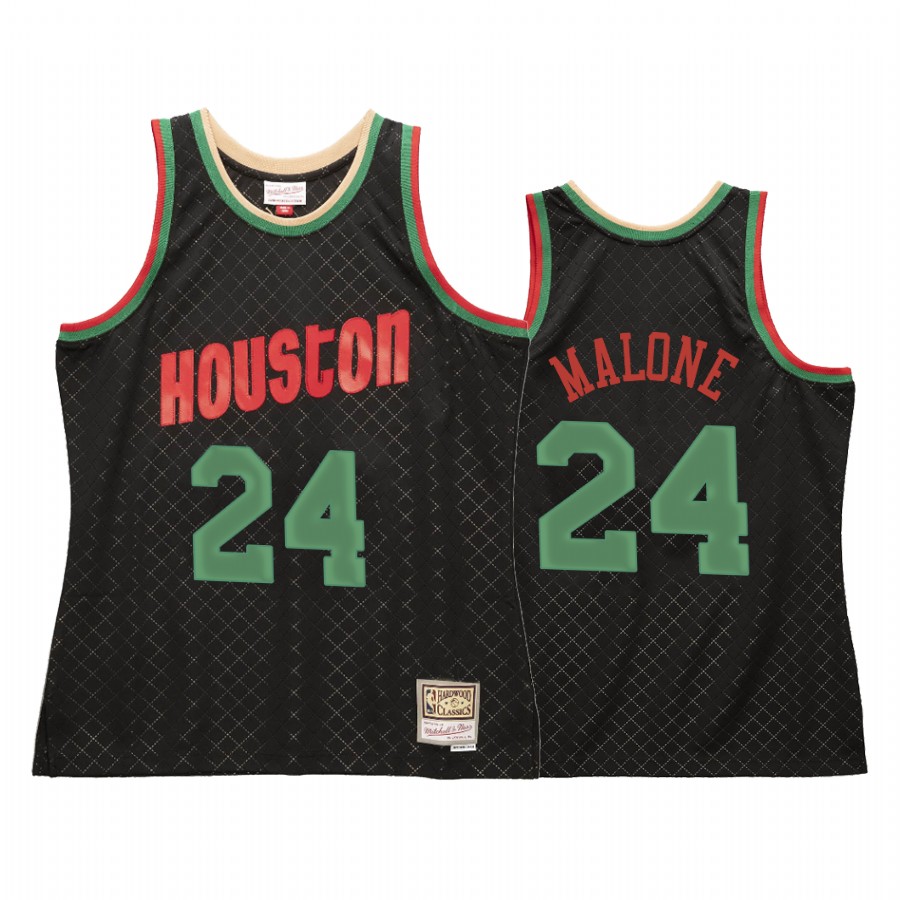 Moses Malone 24 Houston Rockets Neapolitan Black Jersey Hardwood Classics