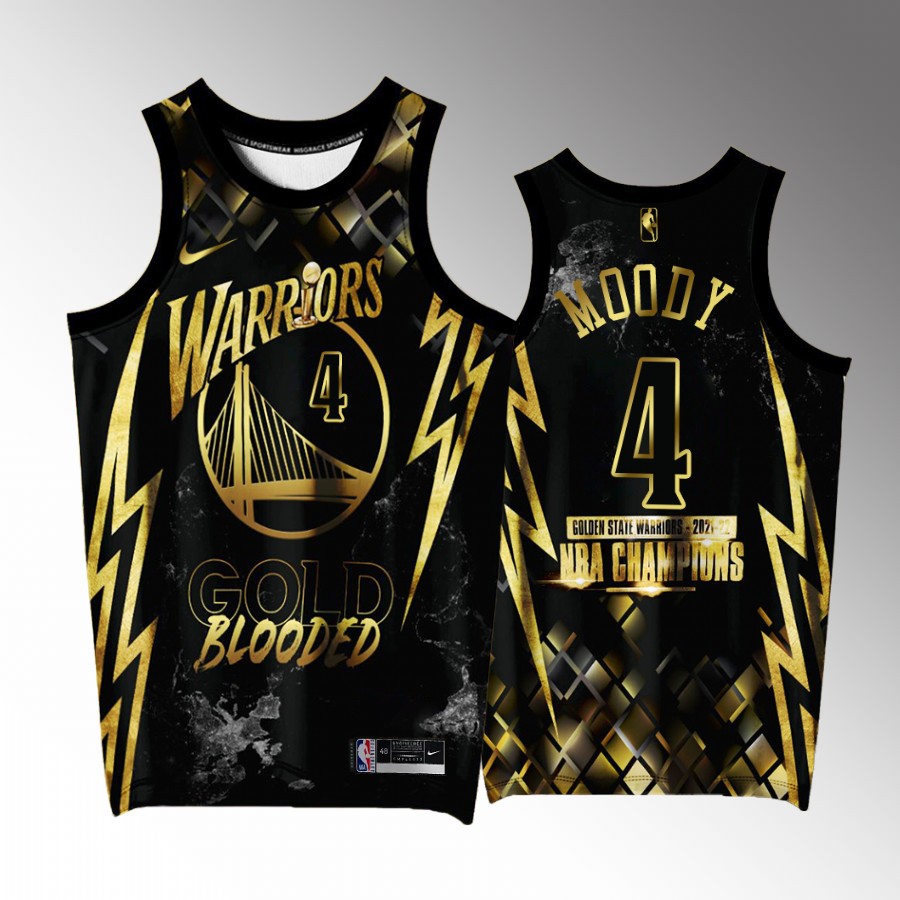 Moses Moody Golden State Warriors Black #4 Jersey 2022 Gold Program Champions Exclusive