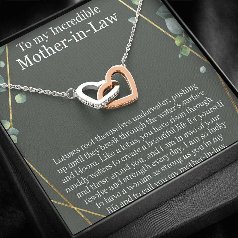 Mother-in-Law  Interlocking Hearts Necklace Gift – Perfect gift idea for Mothers Day, get well soon, surgery, recovery,