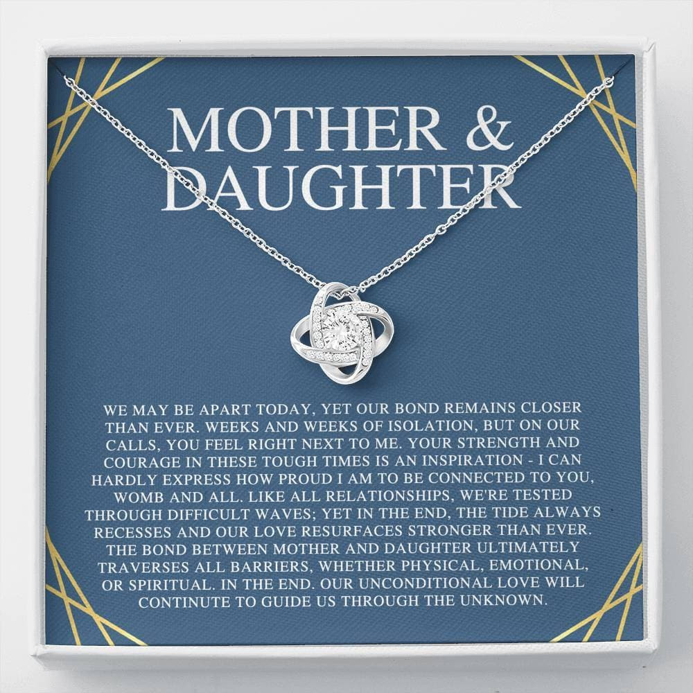 Mother & Daughter We May Be Apart Love Knot Necklace