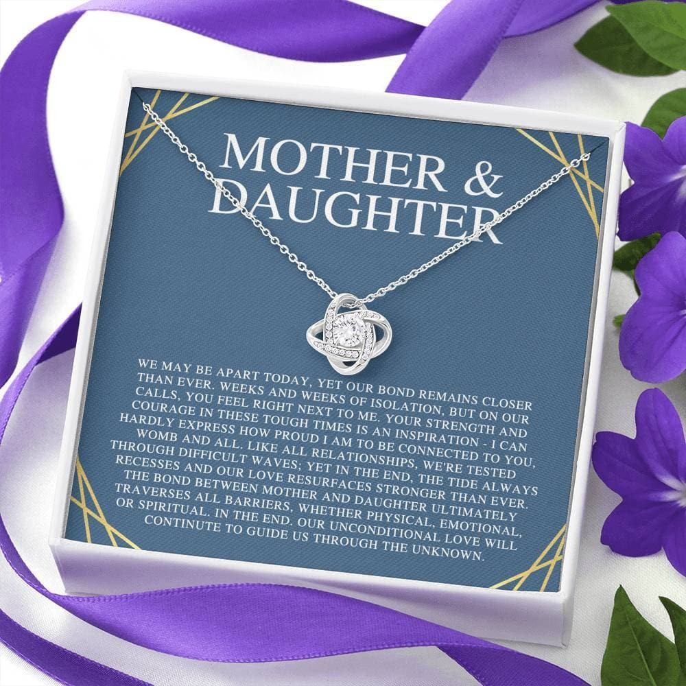 Mother & Daughter We May Be Apart Love Knot Necklace