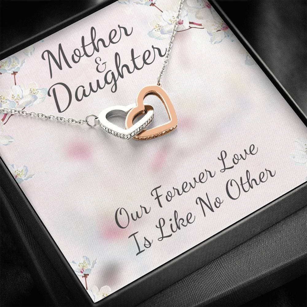 Mother and Daughter Like No Other Interlocking Hearts Necklace