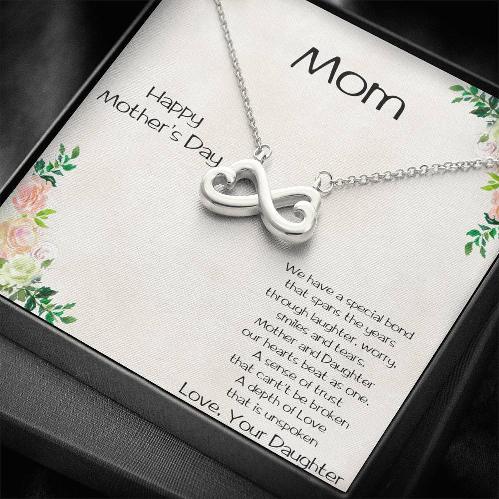 Mother And Daughter Our Hearts Beat As One Infinity Heart Necklace Birthday Gift For Mom